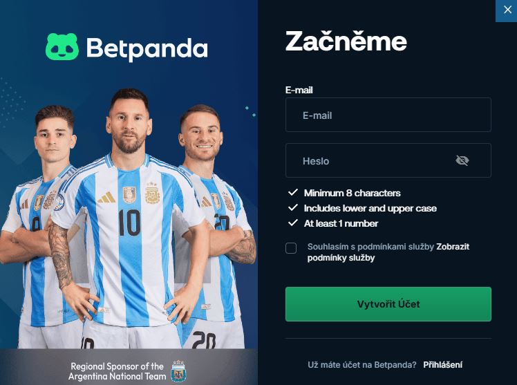 Vytvořte si účet na Betpanda pomocí e-mailu a hesla během několika sekund